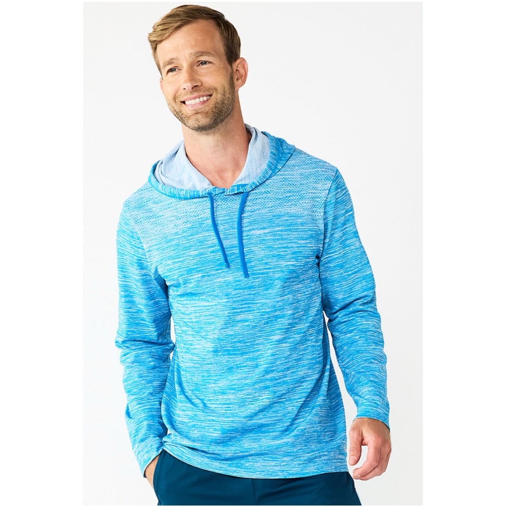 NWT Men's Tek Gear Seamless Pullover Hoodie Blue Size S